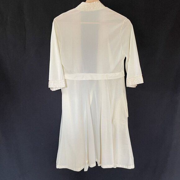 vintage valmode baby yellow robe 3/4 sleeves lingerie women's size small belted - Picture 7 of 8